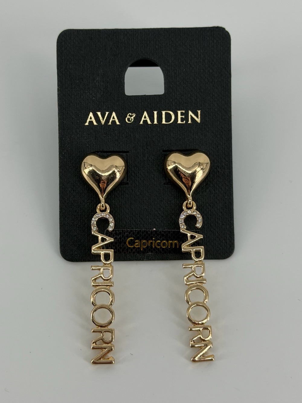 NEW Ava & Aiden Capricorn Astrology Gold Tone Drop Earrings